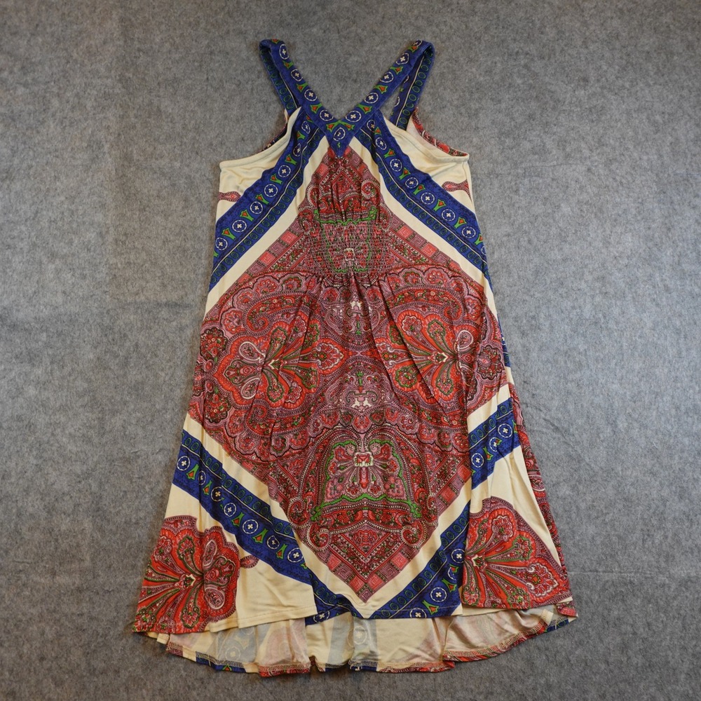 Leifnotes Dress Women Small Multicolor Paisley Medallion‎ Scarf Mini Sleeveless